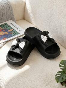 Women Slides - Black Bow - View 12