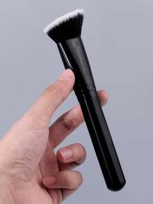 1pc Black Angled Blush Brush, Contour Brush, Highlighter Brush, Powder Brush, Flat Angled Face Makeup Brush, Soft Hair Single Brush - Black - View 7