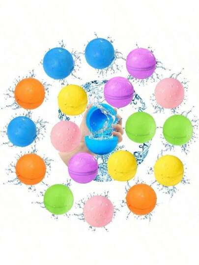 12/20 piezas de globos de agua reutilizables, set de deportes acuáticos para piscina y playa, equipo de verano para exteriores, bolas de agua magnéticas, adecuado para actividades al aire libre, regalos de cumpleaños, para familia y amigos, accesorios para exteriores, artículos esenciales de playa, flotadores de piscina