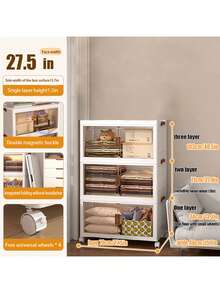 Asnews 70cm4/5layers Oversized Locker With Wheeled Doors - Waterproof Collapsible Locker For Bedroom Storage Of Clutter, Documents, Toys, Snacks And Plastic Drawers For Storage, Multi-Layer Locker - trắng - Xem 15