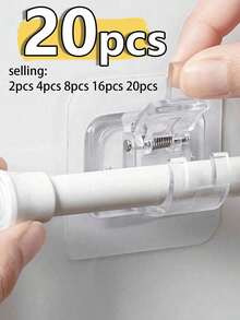 20/16/8/4/2pcs Self-Adhesive Curtain Rod Brackets, Curtain Rod Hooks, Adjustable Curtain Rod Hooks, Suitable For Home, Living Room, Bedroom, Kitchen, Bathroom, Hotel Windows - Multicolor - View 2