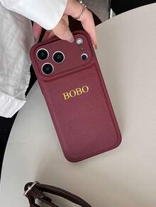 Funda de teléfono personalizada con letra, relieve 3D en lámina de oro, compatible con iPhone 17/16/15/14/13/12/11 Pro Max y series Plus, diseño texturizado burdeos, antideslizante, a prueba de golpes, resistente a arañazos, regalo perfecto para cumpleaños y aniversario - Burdeos - Ver 6