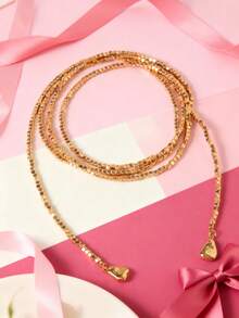 1pc Fashionable Long Turquoise CCB Beaded Multi-Layer Necklace Choker - one-size - View 3