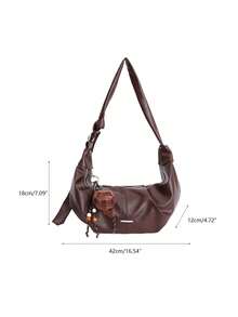 1 szt. Torebka typu crossbody w stylu retro, z ekoskóry, w kratę, zdobiona koralikami, zapinana na zamek błyskawiczny, odpowiednia do noszenia na co dzień, na uczelnię i na krótkie wycieczki - Kawa - Zobacz 9