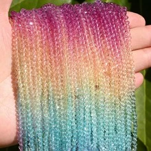 1條裝 4/6/8/10mm 彩色漸層石英水晶玻璃珠 圓盤形刻面隔珠，適用珠寶手工 DIY 時尚配件製作 - mixcolor - 查看 1