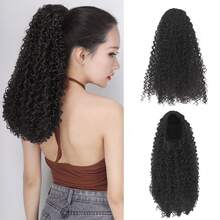 18 Inch Drawstring Ponytail Curly Synthetic Ponytail Extension, Afro Kinky Curly, Fluffy & Elegant, Suitable For Women Daily Use Hairpiece - Multicolor - View 10