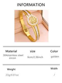 3 件优雅奢华不锈钢女士金锆石手链，适合日常佩戴、情人节礼物、生日礼物、母亲节礼物 - 金黃色 - 查看 9