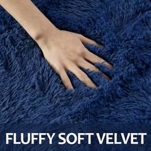 Modern Indoor Soft And Lightweight Carpet, Suitable For Living Rooms, Bedrooms, Dormitories, Blue Polyester Tufted Carpet, Corridor Carpet, Home Decoration Plush Plush Carpet, Camel Comfortable Thin Plush Carpet - 寶藍色 - 查看 5