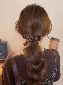 1pc Leopard Print Bow Hair Scrunchie, High Elasticity Hair Tie, Won't Damage Hair Head Accessories