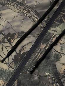 加大码男士轻薄涤纶迷彩（绿/棕/黑/灰/橙/白/米色）全拉链连帽夹克 - 可机洗，适合身材高大的男士 - 春、秋、冬休闲套头衫 - 适合狩猎、户外活动、日常穿着，拉链连帽设计，耐用面料 - 卡其色 - 查看 5