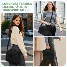 Lubardy Loncheras para Mujer Hombre, Bolsa de Almuerzo Aislada, Lonchera Termica Adultos Impermeable, Lonchera Térmica Almuerzos Portátil Lunchera para Picnic,Oficina,(Negro) - Multicolor - Ver 9