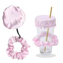 Reusable Anti-Spike Scrunchie Drink Mug Glass Cover Cap Headband With Straw Hole For Covering Drinks Party ,Club, Disco - 百合 - 查看 2