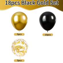 60pcs Gold & Black Metallic Latex Balloon Set, 12-Inch Metallic Confetti Balloons, Photo Props, Decoration For Birthday, Wedding, Valentine's Day, Mother's Day, Graduation, Bachelor Party, Celebration