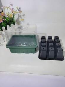 1pc-New 12-Hole Seedling Tray-Seedling Trays Seed Starter Tray-Multifunctional Seedling Planting Box-Gardening Tools And Flower Pots-Warm Moisturizing And Breathable Including The Lid Insulation Layer And Moisture-Retaining Plate - Green - View 7