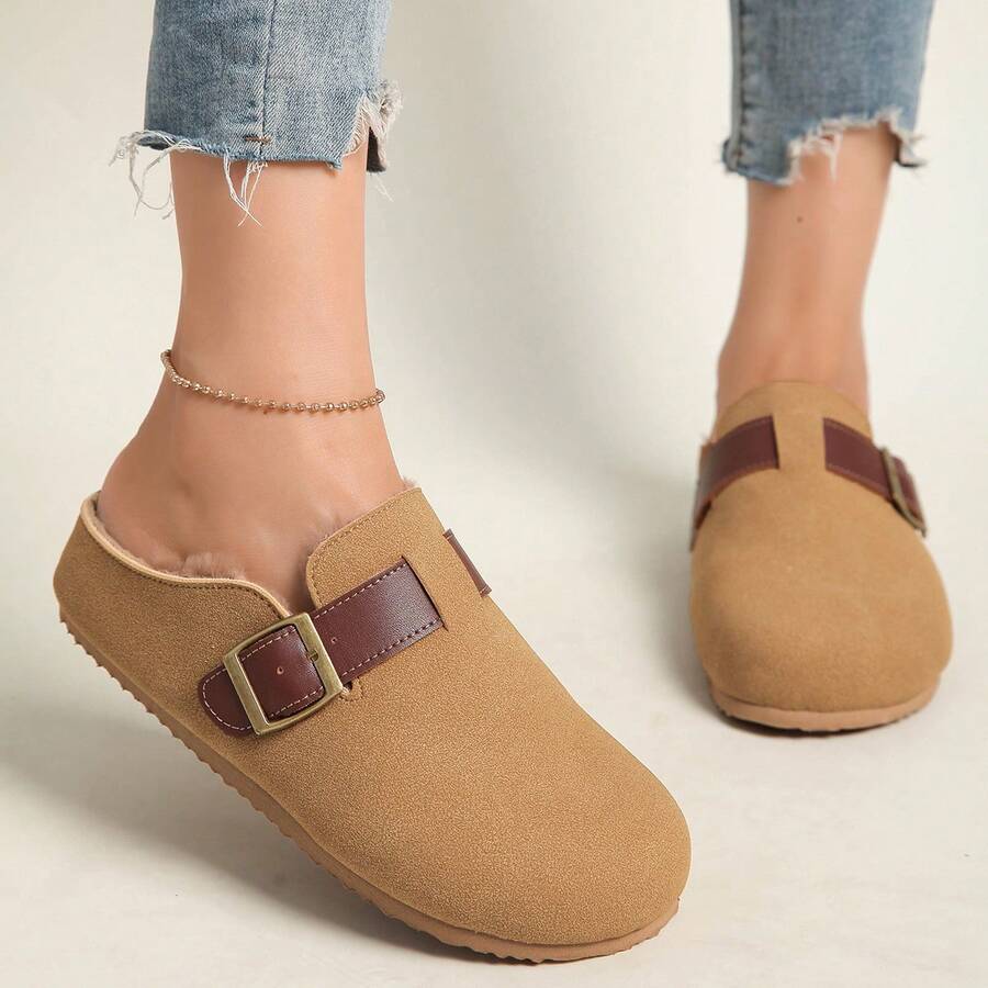 Women's Autumn And Winter New Slippers Women's Shoes All-Match Casual Half Slippers One-Step Shoes - 棕色 - 查看 1