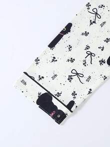 两件套女士睡衣套装，翻领纽扣长袖上衣搭配松紧腰宽松长裤，四季皆宜，卡通猫咪印花，舒适休闲。 - 紅色 - 查看 6