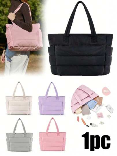 Bolso de mano para mujer, bolso de mano ligero y esponjoso con compartimentos, bolso de hombro acolchado, adecuado para viajes, trabajo, gimnasio, también adecuado para volver a la escuela, clases y transporte