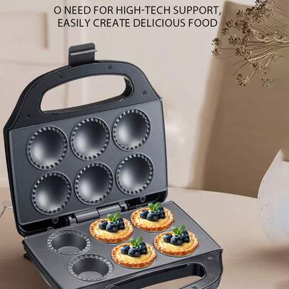  SOKANY 08133 Multi-Function Sandwich Maker, Egg Tart Maker, Waffle Maker. 750W High Power, 6-Slice Non-Stick Baking Plate. Double-Sided Heating. Suitable For Making Egg Tarts, Waffles, Pies And Other Desserts. Ideal For Home Use, Also Applicable For Breakfast And Afternoon Tea In Restaurants. Essential Baking Tool For Kitchen.