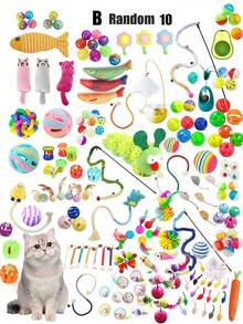 1/3/5/10/15/20 件猫玩具套装 - 铃铛、球、剑麻抓柱、互动逗猫棒、老鼠玩具、宠物用品、生日/节日礼物