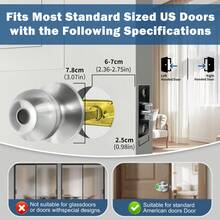YFK Biometric Smart Fingerprint Door Handle, Keyless Entry Bedroom Door Lock With APP Control & Backup Mechanical Key, Interior Security Lock For Bedroom, Apartment & Office, Black/Silver - Plateado - View 3
