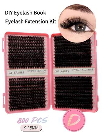 800PCS Lash Clusters With Spikes, Wispy Eyelash Clusters Lashes Book 9-15mm Spikes Lash Clusters, 50D 60D 80D 100D Volume Cluster Diy Eyelash Extensions