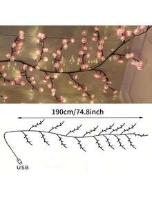 A Cherry Blossom Branch-Shaped Lamp With 72/96/144 LEDs, A Bright Cherry Blossom Branch-Shaped Lamp, A Flexible Cherry Blossom Branch-Shaped Lamp, Cherry Blossom Branch-Shaped Lamp, 8 Flashing Modes - Multicolor - View 13