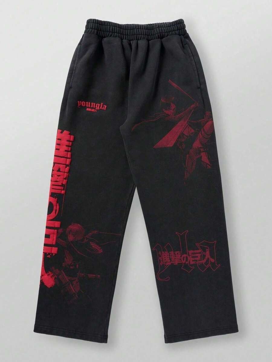 Joint-Styled Anime "" Jogging Pants With 3D Printed Air Layer And Wide-Leg Design - YCK2HY07M - View 1