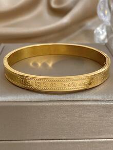 1 Peça Pulseira Bracelete Vintage Único com Texto para Mulheres, Pulseira Bracelete Dourada Minimalista para Presente de Joias de Aniversário, Natal e Festa - Multicolorido - Visão 6