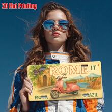 2D Graphic Design, 2D Graphic Printing, Single Piece, Vintage Metal Sign, Decorative Purpose Only, Outdoor Wall Art (203 X 100 Cm), Roman Brazilian Aluminum Sign With Vintage Motorcycle Scene, Suitable For Home, Bar, Cafe, Garage Wall Decoration, Industrial Style Decoration, Travel Gift, 2D Graphic CP - A - View 2