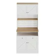 Elegante credenza bianca per sala da pranzo con 2 cassetti e 4 ante – Elegante credenza per cucina, sala da pranzo e soggiorno con maniglie argentate e ampio spazio di archiviazione - Bianco - Visualizzare 8