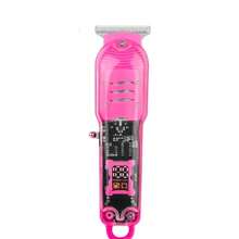 Professional Smart LCD Hair Clipper, Transparent Cordless Electric Shaver For Men - Pink - View 3