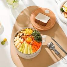 大容量不锈钢碗，带盖，耐热，可沥水，适用于厨房和餐厅 - 彩色 - 查看 3