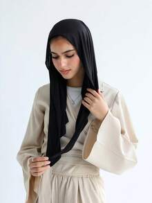 1 chiếc khăn trùm đầu nữ kiểu dáng cổ điển, màu trơn, may sẵn, kiểu quấn cổ, có thể điều chỉnh độ dài, chất liệu vải viscose mềm mại và thoải mái, phù hợp cho mặc hàng ngày, thể thao và tập yoga. - Nhiều màu - Xem 15