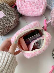 1Piece Fashion Leopard Makeup Bag Mini Cute Coin Purse Women's Plush Leopard Coin Wallet Small Zipper Wallet Cute Makeup Bag Cosmetics Bag Cash Bag ID Bag Credit Card Storage Bag Card Holder Soft Cloth Sanitary Pad Storage Bag - Multicolor - View 7