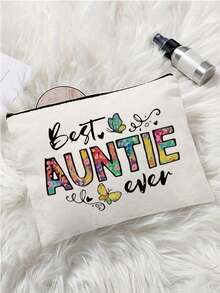 印有「Best Aunt」字樣的小手提包，卡通設計化妝包，便攜拉鍊化妝收納包，醫療收納包，零錢包，日常使用，旅行，禮物，拉鍊化妝包，節日禮物，感恩節禮物，Best Aunt 禮物，送給朋友和閨蜜的禮物，送給母親的禮物，送給女性的完美禮物 - 彩色 - 查看 14