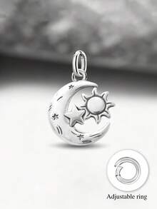 1pc Minimalist & Unique 925 Sterling Silver Star, Moon And Sun Pendant, DIY Jewelry, Elegant For Men And Women - Style 7 - View 1