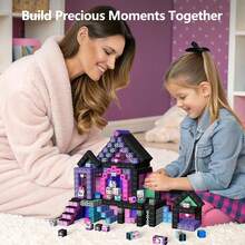 50-300pcs Magnetic Building Blocks & Tiles - STEM Montessori Toys For Kids, With Cute Character Cubes, Magnetic Tile Role Play Music Cool Girl World, Imaginative Construction Toys, Building Cubes Toy Set, Girly Series, Pretend Play, Sensory Learning Toys, Suitable For Children 3+ Years Old Boys Girls, Ideal For Birthday, Holiday Gifts (Partial Colors Random) - 彩色 - 查看 7