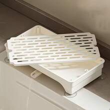 1个重型碳纤维水槽收纳架，带排水系统和可拆卸隔板 - 节省空间的水槽置物架，防锈金属台面储物架，适用于厨房/浴室水槽，可放置海绵和水槽搁板 - 彩色 - 查看 5