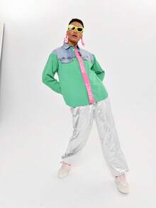 Striped Detail Mix Shirt – MADE IN TURKEY - Blue - View 4