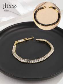 Hihho Vòng tay trang trí bằng đá khối Zirconia - Vàng - Xem 7