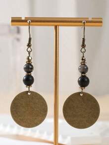 2 Peças Brincos de Argola Vintage Multicoloridos com Contas, Moda Feminina, Adequado para Uso Diário, Festas e Encontros