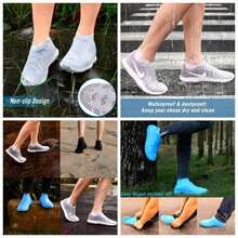 - Fundas de Silicona Reutilizables Impermeables para Zapatos, Protectores de Zapatos de Goma de Silicona Antideslizantes para nios, Hombres y Mujeres, Transparente, X - Large - inicial - Ver 1
