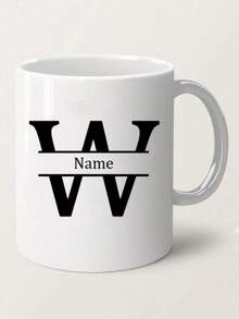 1pc, 11oz Personalized Letter Name Custom Coffee Mug - Designed Customized Cup, Ceramic Mug, Unique Novelty Mug, White Tea Cup, Personalized Letter Name Custom Coffee Mug - Designed Customized Cup, Summer & Winter Drinkware, Birthday Gift, Family Gathering Gift, Holiday Gift, Mildew Resistant, Reusable, Elegant, Cute, Modern