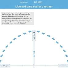 toma de corrienteExtensor De Toma De Corriente Extensible 45cm A 70cm con 2 USB (1 USB-C) Y 2 Enchufes AC Base Giratoria 180° Reeta Eléctrica para Espacios Difíciles Sofá Dormitorio Oficina (Blanco) - Blanco - Ver 2