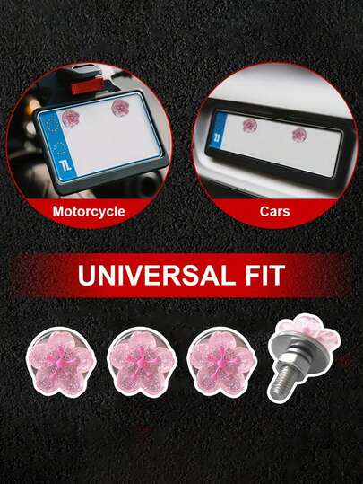 Tornillos para placa de matrícula de coche, pernos de marco de placa de matrícula automotriz, kit decorativo con forma de flor, tapa de boquilla con forma de flor, adecuado para coches, motocicletas, bicicletas