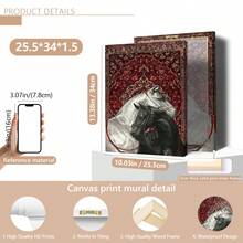 1 pieza Arte de pared de lienzo vintage - Dos caballos sobre una alfombra , con diseño ecuestre y de alfombra , patrones tradicionales rojos y azules, y un estilo estético moderno. Adecuado para la decoración del hogar, la decoración de la habitación, la decoración del dormitorio, la decoración de la sala de estar, la decoración del baño y la decoración de la pared. Arte de pared opcional con marco. - Multicolor - Ver 19