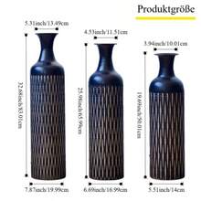 Set Of 3 Large Black Floor Vases (50/66/83 Cm): Large Decorative Metal Vases With A Grooved Pattern, Planters As Decoration For Living Rooms And Hallways In An Industrial Design. - Black - View 13