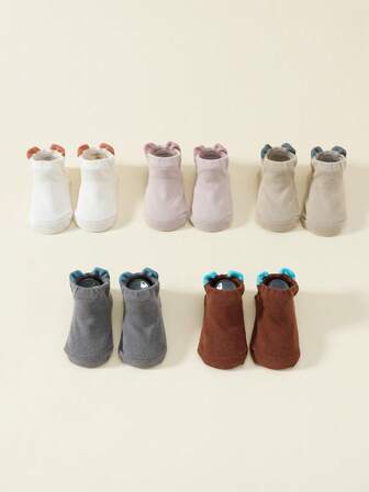 5 Pairs Baby Anti-Slip Dotted Short Socks, Multi-Color, Spring/Autumn