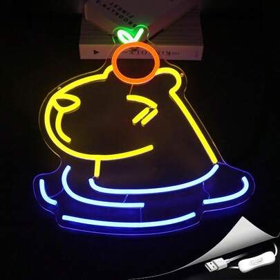 1PC Cute Capybara Neon Sign, Multicolor USB-Powered LED Wall Decor For Pet Shop, Game Room & Living Room, Ideal Birthday & Holiday Gift
