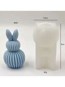 Molde de silicona con diseño de conejo y rayas para velas perfumadas de Pascua, molde DIY para decoración de piedras aromáticas con forma de huevo y conejo - Blanco - Ver 6